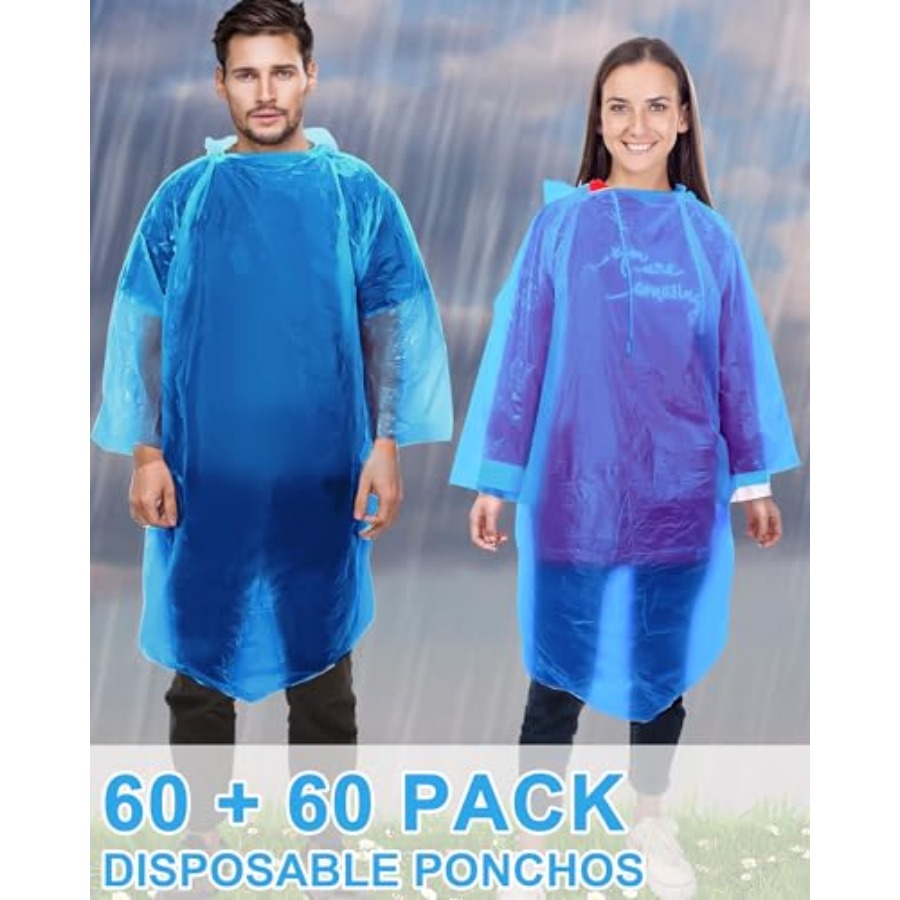 120 Pack Disposable Rain Ponch - Emergency Poncho Rain ulasan dan harga