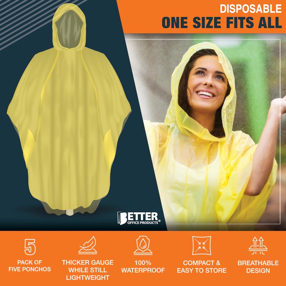 Disposable Yellow Rain Ponchos - Emergency Poncho Rain ulasan dan harga