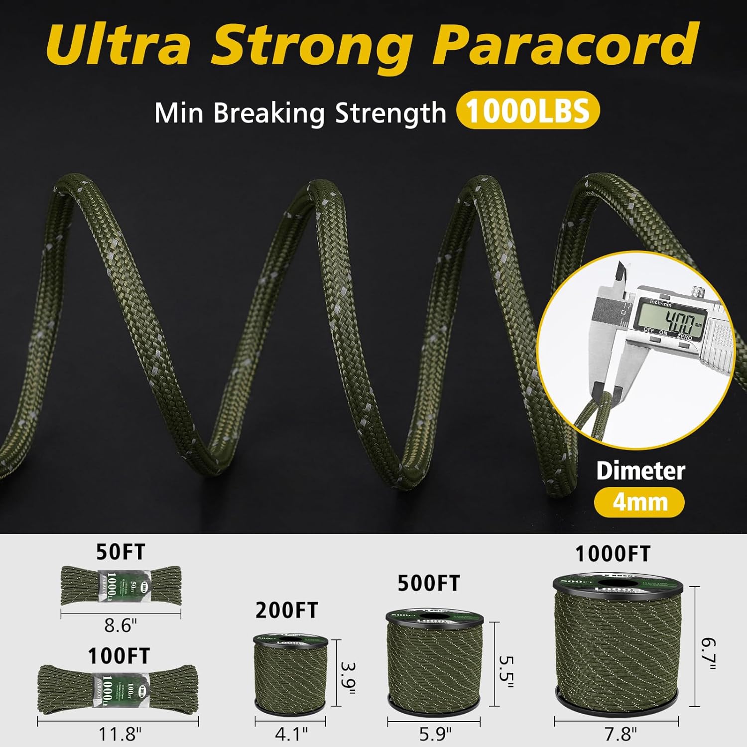 1000lb Reflective Paracord Rop - Para Cord 1000Ft ulasan dan harga