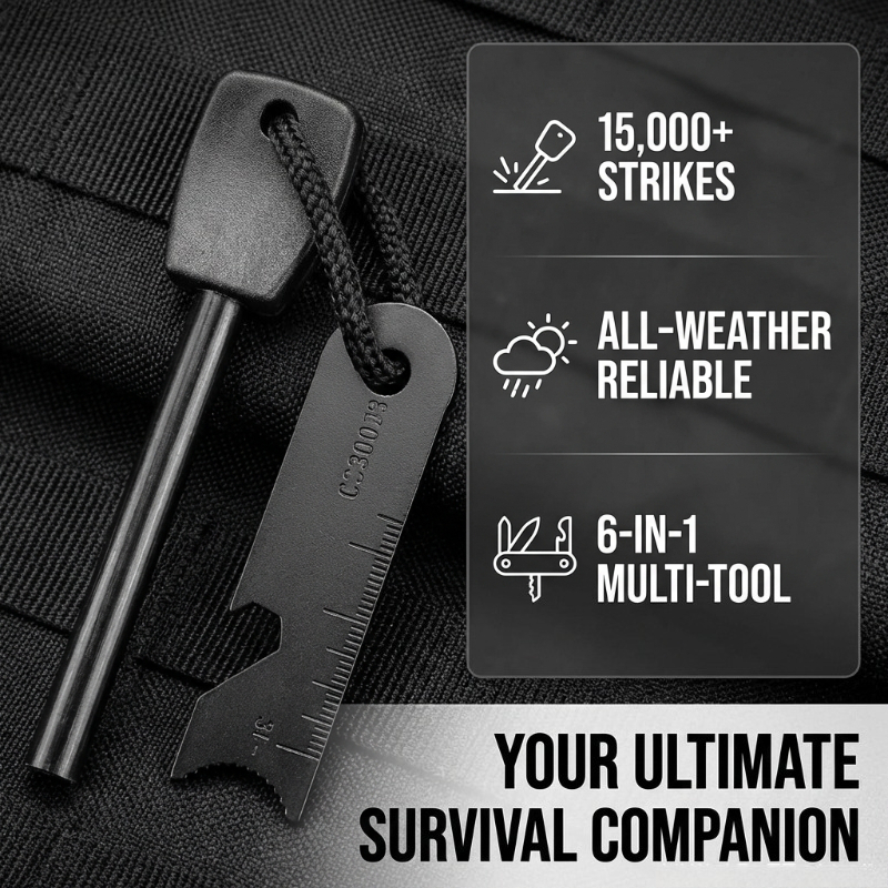 Multi-Function Wooden Handle M - Magnesium Fire Starter ulasan dan harga