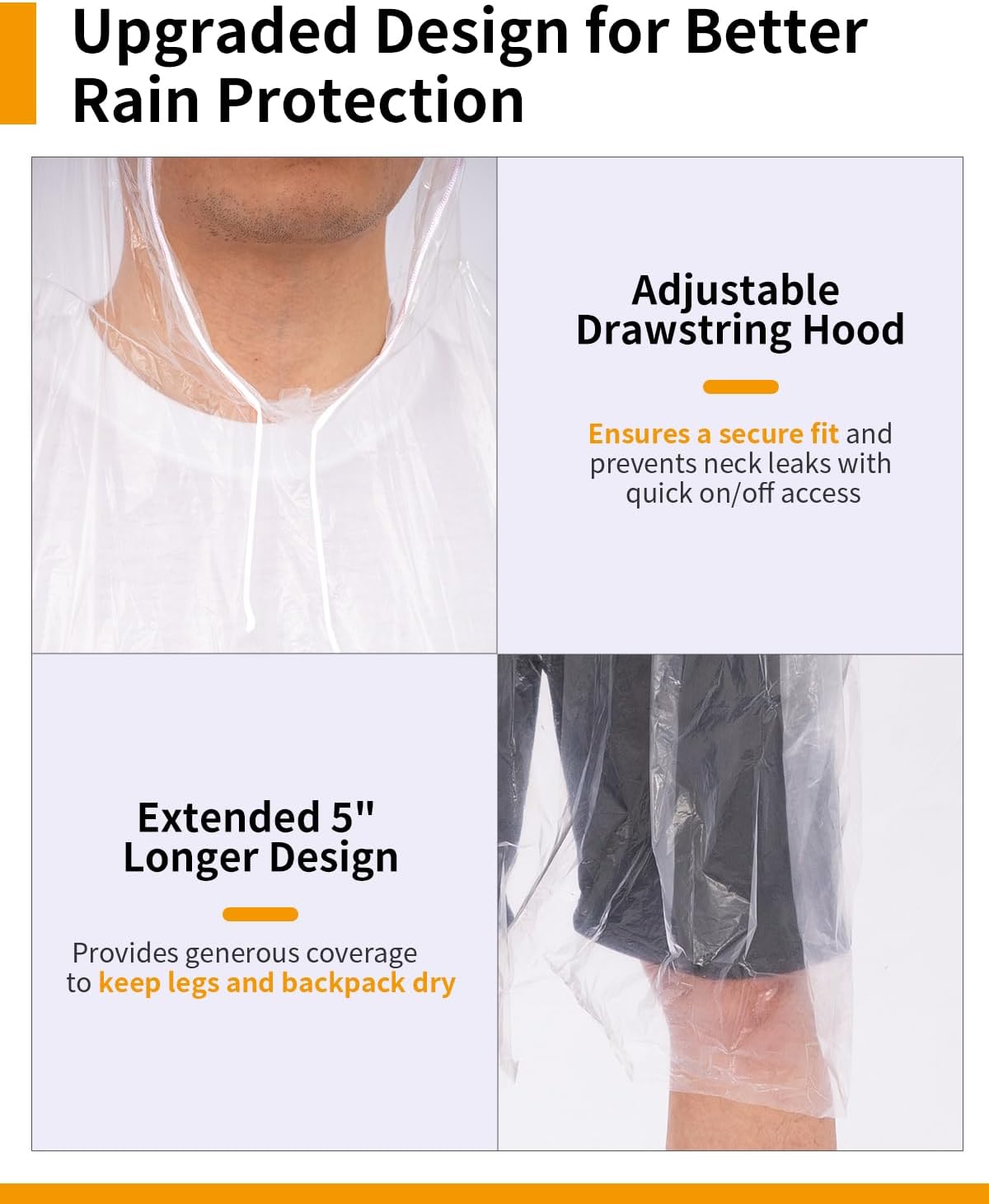Extra Long Rain Ponchos for Ad - Emergency Poncho Rain ulasan dan harga