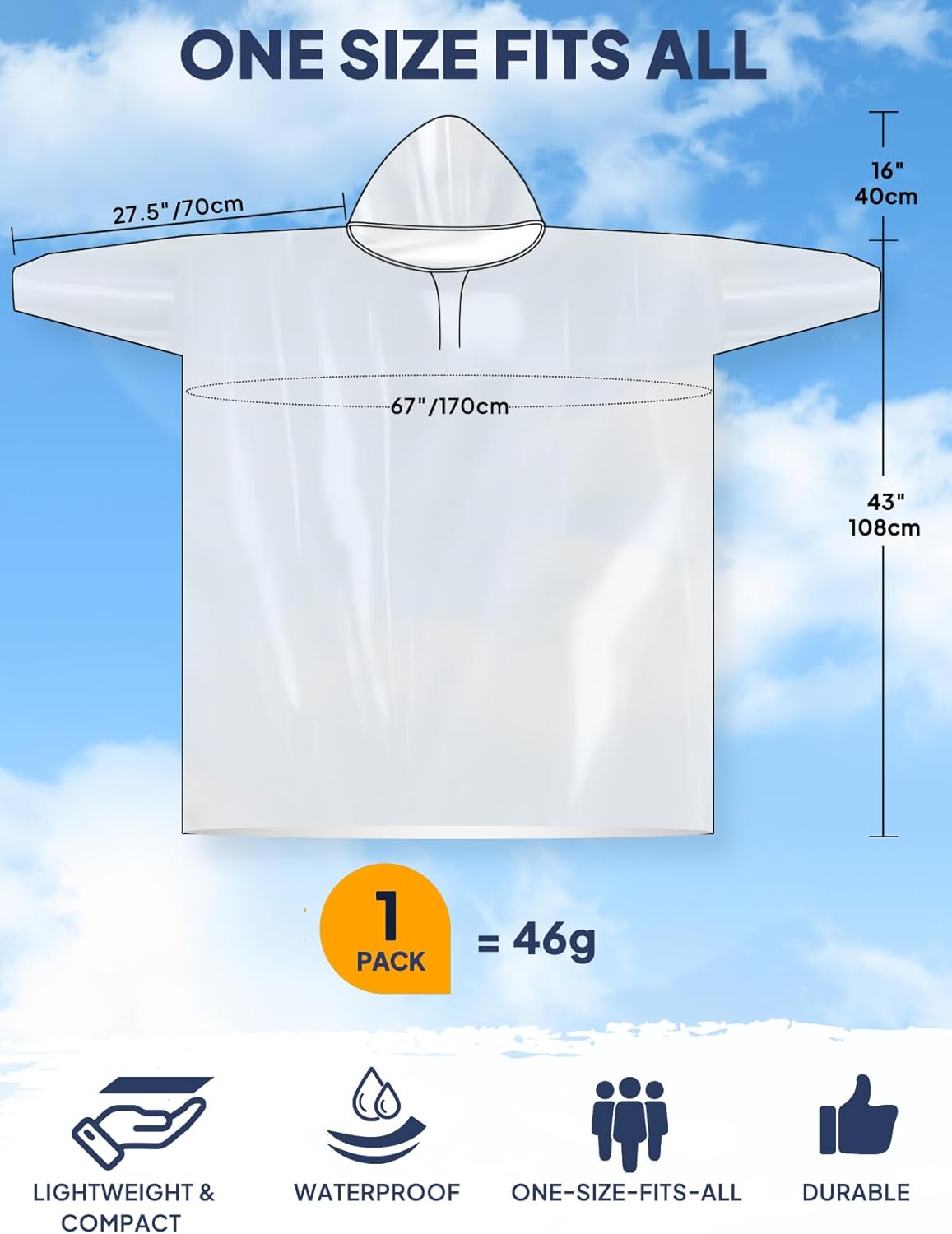 Disposable Rain Poncho for Adu - Emergency Poncho Rain ulasan dan harga
