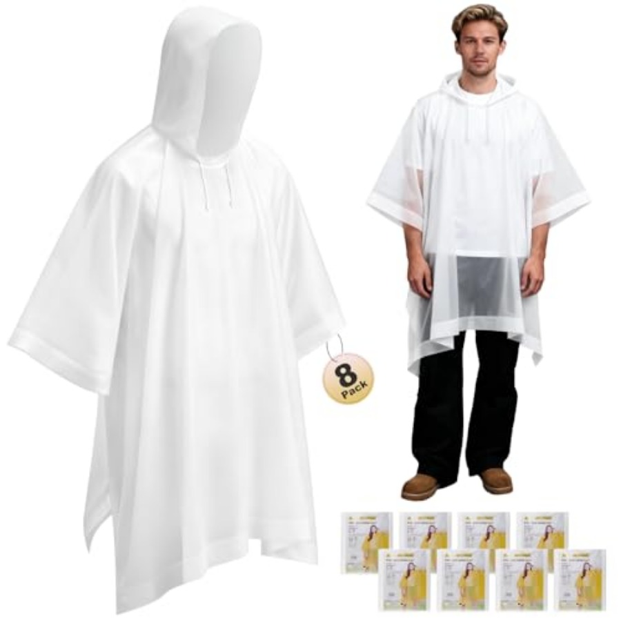 8 Pack Hooded Rain Ponchos for - Emergency Poncho Rain ulasan dan harga