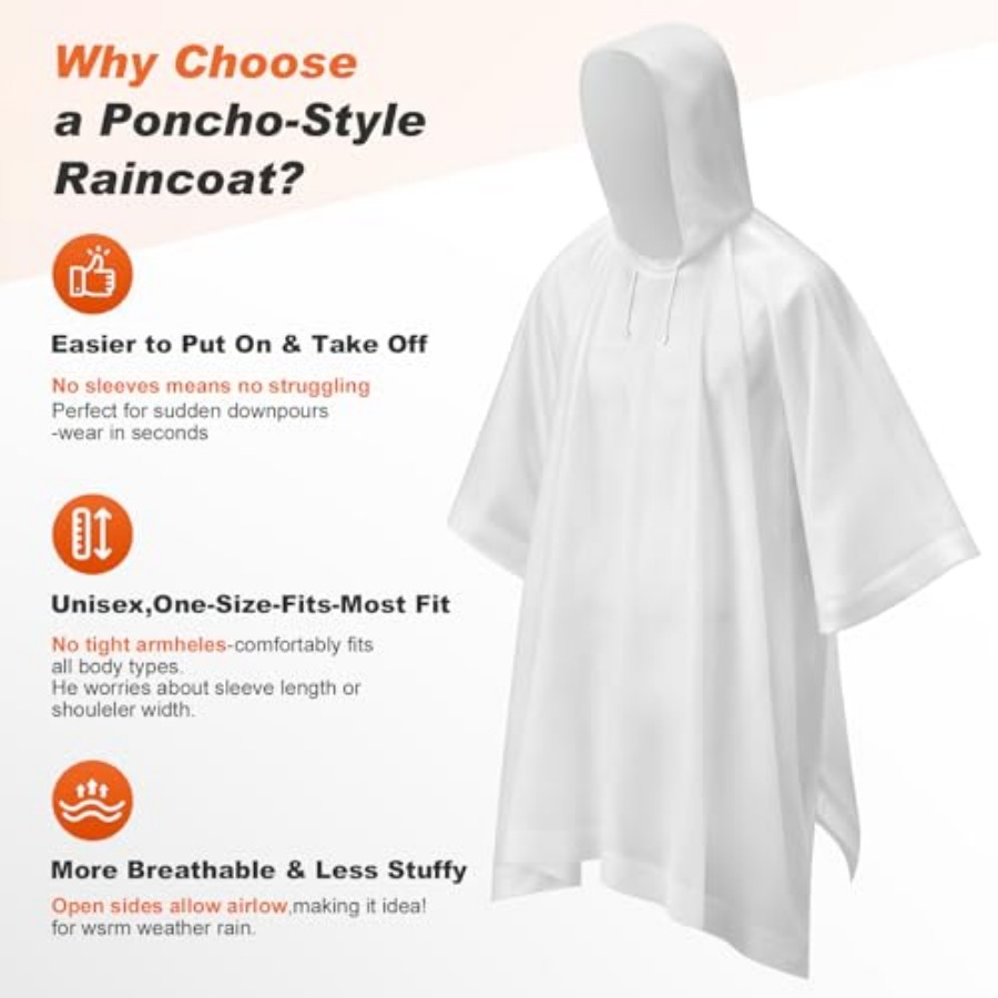8 Pack Hooded Rain Ponchos for - Emergency Poncho Rain ulasan dan harga
