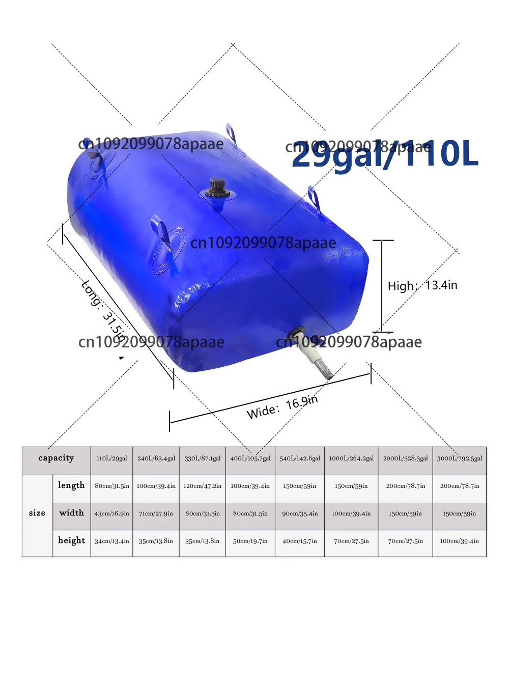 110L PVC Water Storage Bag, Po - Water Bag Collapsible ulasan dan harga