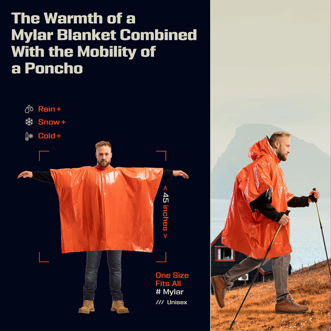 Emergency Rain Poncho with Hoo - Emergency Mylar Tent ulasan dan harga
